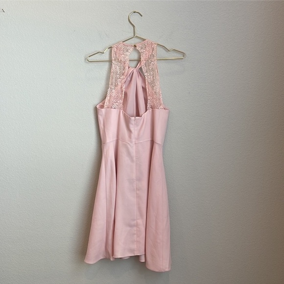 CeCe Pink Halter Neck Lace Back Fit & Flare Dress Size 2 - Picture 5 of 9